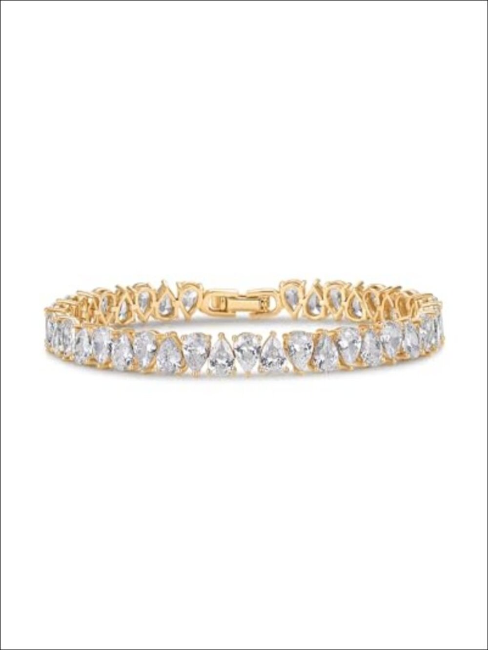 PAVOI 14K Gold Plated Tennis Bracelet Pear CZ Bridal Jewelry